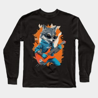 Wolf Play Guitar Long Sleeve T-Shirt